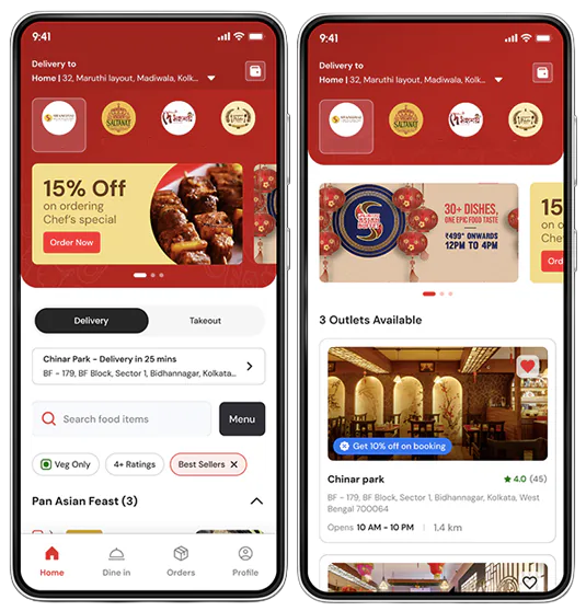 Food Genie customer app home screen